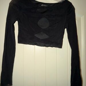 White Fox Boutique Black Long Sleeve Crop Top